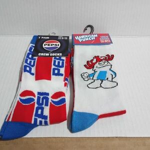 Pepsi and Hawaiian Punch Crew Socks - Red, White, and Blue